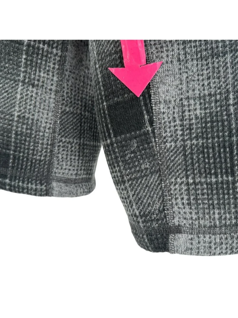 The North Face Mens Large Fleece Novelty Gordon Lyons 1/4 Zip Checker Gray